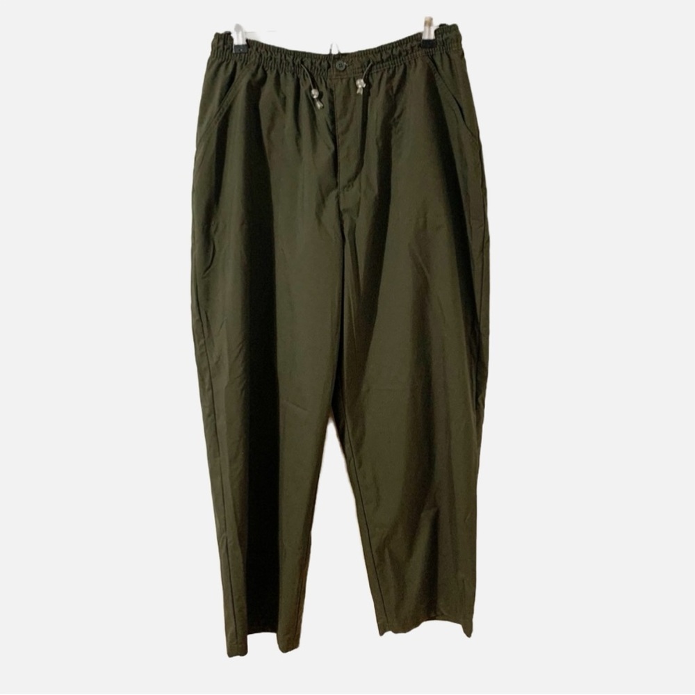 Crossroads Pull On Olive Green Pants Elastic Waist with Drawstring Size Large